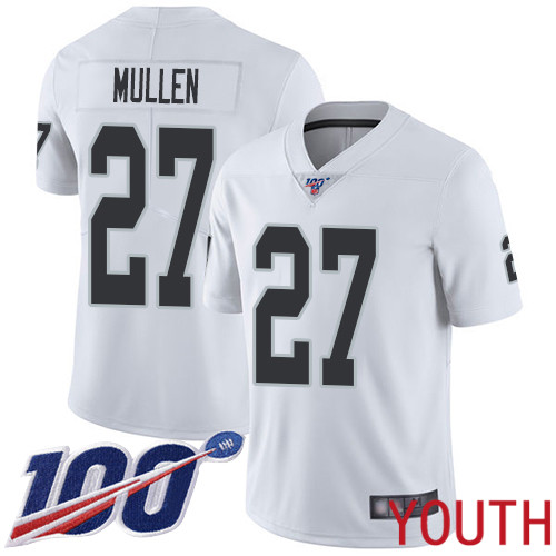 Oakland Raiders Limited White Youth Trayvon Mullen Road Jersey NFL Football 27 100th Season Vapor Jersey